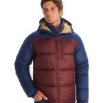 Marineblaue Marmot Guides Down Mini Herrenhoodies & Herrenkapuzenpullover aus Polyester Größe L für den für den Winter 