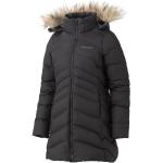 Reduzierte Anthrazitfarbene Marmot Montreal Maxi Daunenmäntel lang aus Polyester mit Kapuze für Damen Größe S für den für den Winter 