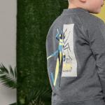 Dunkelgraue Melierte Bio Nachhaltige Bomberjacken für Kinder & Fliegerjacken für Kinder mit Insekten-Motiv mit Reißverschluss aus Baumwolle Größe 98 