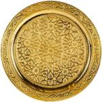 Goldene Runde Runde Tabletts 35 cm mit Ländermotiv aus Messing 