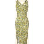 Gelbe Blumenmuster H&R London Freizeitkleider mit Reißverschluss aus Baumwollmischung für Damen Größe M 