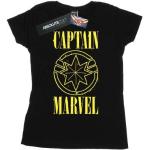 Schwarze Grunge Langärmelige Captain Marvel T-Shirts aus Baumwolle für Damen Größe XXL 