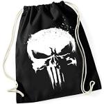 Marvel Punisher Skull Grunge Gym Bag Turnbeutel schwarz/weiß, Bedruckt, 100% Baumwolle.