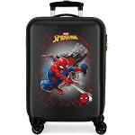 Schwarze Spiderman Kinderreisekoffer mit Reißverschluss S - Handgepäck 
