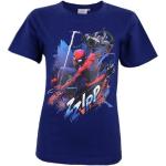 Dunkelblaue Kurzärmelige Spiderman Rundhals-Ausschnitt Printed Shirts für Kinder & Druck-Shirts für Kinder aus Baumwolle für Jungen Größe 98 