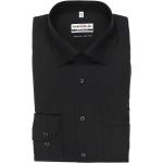 Schwarze Unifarbene Langärmelige Marvelis Kentkragen Hemden mit Kent-Kragen aus Baumwolle für Herren Größe 4 XL 
