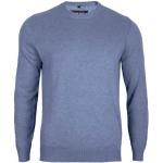 Hellblaue Unifarbene Casual Langärmelige Marvelis Rundhals-Ausschnitt Strickpullover aus Baumwolle für Herren Größe 3 XL für den für den Herbst 