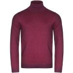 Bordeauxrote Unifarbene Langärmelige Marvelis Rollkragen Kaschmir-Pullover aus Baumwolle für Herren Größe XL 