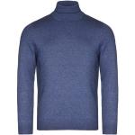 Blaue Unifarbene Oversize Langärmelige Marvelis Rundhals-Ausschnitt Kaschmir-Pullover aus Baumwolle für Herren Größe XXL 