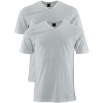 Reduzierte Weiße Kurzärmelige Marvelis V-Ausschnitt T-Shirts aus Baumwolle für Herren Größe M 2-teilig 