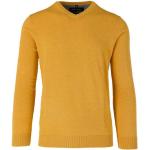 Gelbe Unifarbene Casual Langärmelige Marvelis V-Ausschnitt Strickpullover aus Baumwolle für Herren Größe 3 XL 