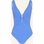 Blaue Maryan Mehlhorn V-Ausschnitt Badeanzüge mit hohem Beinausschnitt aus Polyamid mit Bügel für Damen Größe M 
