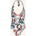 Reduzierte Hellorange Maryan Mehlhorn V-Ausschnitt Neckholder Badeanzüge mit Cutwork aus Polyamid ohne Bügel für Damen Größe M für den für den Winter 