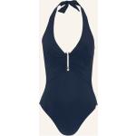 Dunkelblaue Maryan Mehlhorn V-Ausschnitt Neckholder Badeanzüge aus Polyamid ohne Bügel für Damen Größe S 