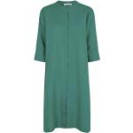 Grüne Elegante Masai Stehkragen Shirtkleider aus Leinen für Damen Größe XL 