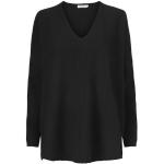Schwarze Unifarbene Oversize Masai V-Ausschnitt Strickpullover aus Wolle Handwäsche für Damen Größe XS für den für den Herbst 