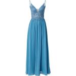 Blaue Maxi V-Ausschnitt Lange Abendkleider für Damen Größe S 