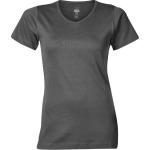Anthrazitfarbene V-Ausschnitt T-Shirts für Damen Größe S 