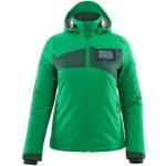 Grüne Wasserdichte Atmungsaktive Winterjacken mit Reißverschluss mit Kapuze für Damen Größe XL für den für den Winter 