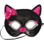 Pinke Katzenmasken mit Pailletten für Kinder 