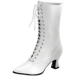 Weiße Maskworld Ankle Boots & Klassische Stiefeletten mit Reißverschluss für Damen Größe 44 mit Absatzhöhe 5cm bis 7cm zur Hochzeit 
