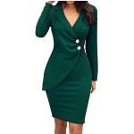 Armeegrüne Unifarbene Langärmelige Chiffonkleider aus Chiffon enganliegend für Damen Größe XL für den für den Sommer 