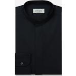 Schwarze Langärmelige Stehkragen Stehkragenhemden mit Knopf aus Baumwolle für Herren Größe XS für den für den Winter 