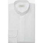 Weiße Langärmelige Stehkragen Stehkragenhemden mit Knopf aus Baumwolle für Herren Größe XS für den für den Sommer 