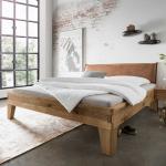 Braune Moderne Life Meubles Rechteckige Bettgestelle & Bettrahmen geölt aus Massivholz gepolstert 160x200 
