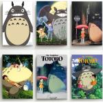Massiver Holzrahmen, Anime-Poster, Totoro Studio Ghibli, Wandkunst, Bild, Leinwand, Malerei, Poster und Druck, nordische moderne Wohnzimmer-Dekoration