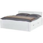 Weiße Betten mit Bettkasten aus Massivholz mit Stauraum 