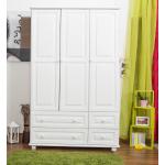Weiße Moderne Kleiderschränke Massivholz aus Massivholz mit Schublade Breite 100-150cm, Höhe 150-200cm, Tiefe 50-100cm 