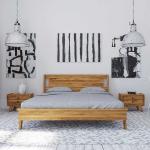 Braune Retro Basilicana Rechteckige Französische Doppelbetten geölt aus Massivholz 180x220 