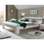 Weiße Skandinavische Basilicana Französische Doppelbetten lackiert aus Massivholz mit Schublade 200x200 