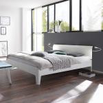 Weiße Moderne Topdesign Rechteckige Holzbetten lackiert aus Massivholz 200x200 