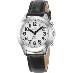 Schwarze Master Time Damenarmbanduhren Polierte mit Sprachausgabe mit Mineralglas-Uhrenglas mit Lederarmband 
