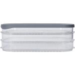 MasterClass Deli Frischhaltebox mit 3 einzelnen transparenten Fächern, großer rechteckiger Fleisch und Aufschnittbehälter mit grauem Deckel für den Kühlschrank