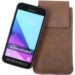 Braune Matador Samsung Galaxy Xcover 4 Cases Art: Gürteltaschen mit Bildern aus Glattleder 
