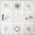 Weiße Motiv Maritime Quadratische Mitteldecken aus Textil maschinenwaschbar 1-teilig 