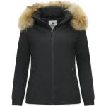 Reduzierte Schwarze Mini Kurzjacken & Cropped-Jackets mit Reißverschluss aus Pelz mit Pelzkragen für Damen Größe XL für den für den Winter 