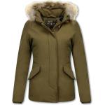 Reduzierte Grüne Mini Kurzjacken & Cropped-Jackets mit Reißverschluss aus Pelz für Damen Größe L für den für den Winter 