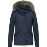 Reduzierte Blaue Mini Kurzjacken & Cropped-Jackets mit Reißverschluss aus Pelz für Damen Größe XS für den für den Winter 