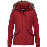 Reduzierte Rote Mini Kurzjacken & Cropped-Jackets mit Reißverschluss aus Pelz für Damen Größe M für den für den Winter 
