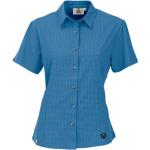 Blaue Karo Sportliche Kurzärmelige Maul Karierte Blusen aus Polyester für Damen Größe M 