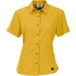 Gelbe Karo Sportliche Kurzärmelige Maul Karierte Blusen aus Polyester für Damen Größe L 