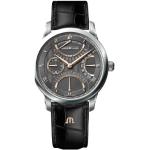 Schwarze Maurice Lacroix Masterpiece Armbanduhren aus Kalbsleder rückwärtslaufend 