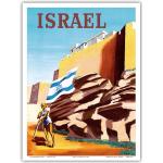 Maurice Renluc c.1949 Poster, Motiv: zionistisches heldenhaftes Mädchen mit israelischer Flagge, Vintage-Stil, 22,9 x 30,5 cm
