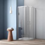 Reduzierte Silberne Runde Duschschiebetüren aus Glas 