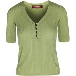 Hellgrüne Unifarbene Halblangärmelige Max Mara Studio V-Ausschnitt Wollpullover für Damen Größe M für den für den Herbst 