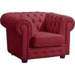 Rote Chesterfield Sessel aus Leder 